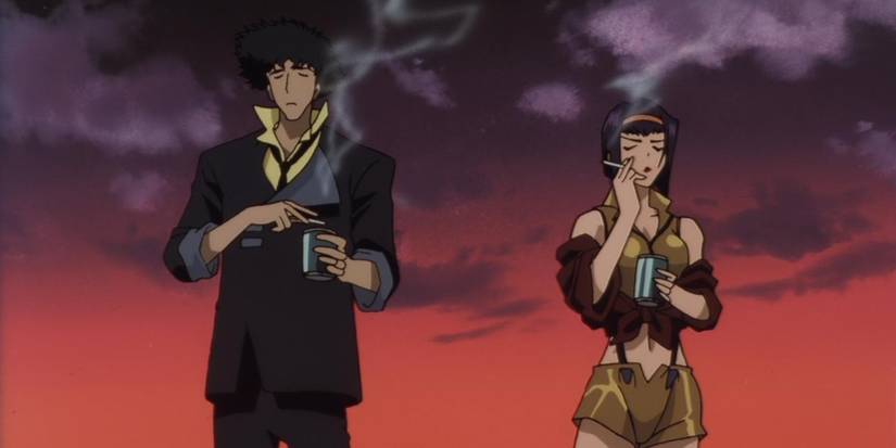 Spike and Faye walking in Cowboy Bebop