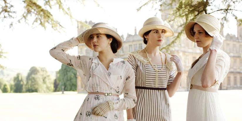 Sybil, Mary, and Edith at the garden party in 'Downton Abbey.'