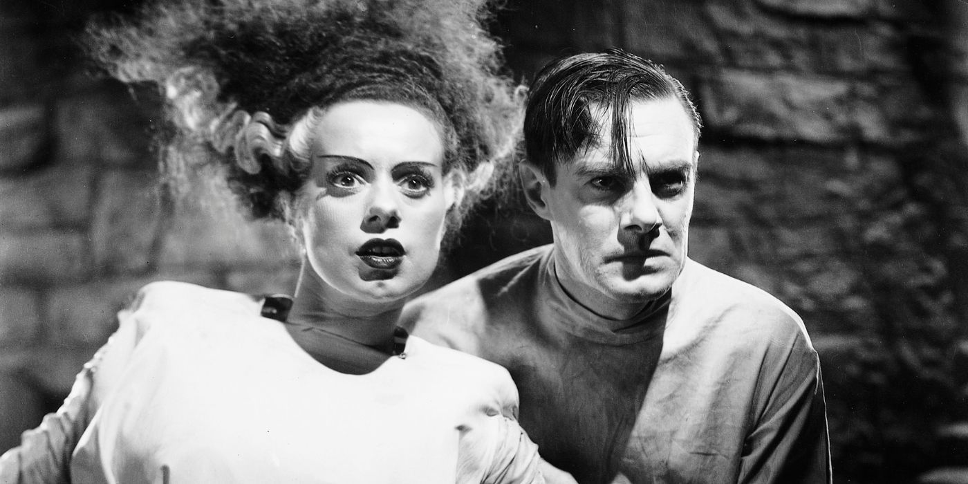 The Bride and Doctor Frankenstein looking ahead in Bride of Frankenstein