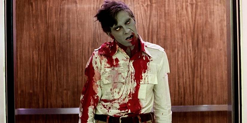 A zombie inside an elevator in Dawn of the Dead