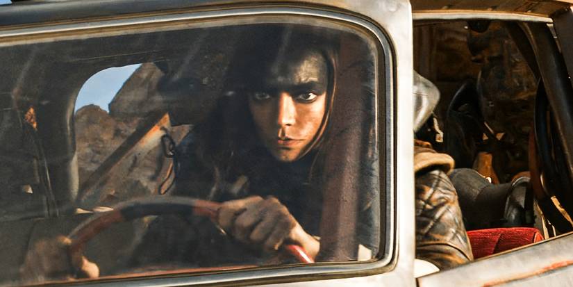 Anya Taylor Joy behind the wheel in Furiosa: A Mad Max Saga