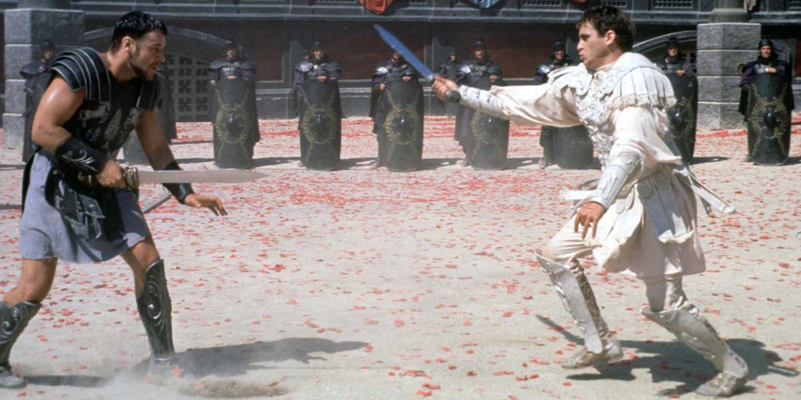 Maximus and Commodus fighting in Gladiator