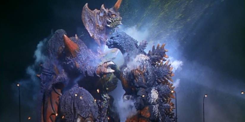 Godzilla fighting Destoroyah near the climax of Godzilla vs. Destoroyah