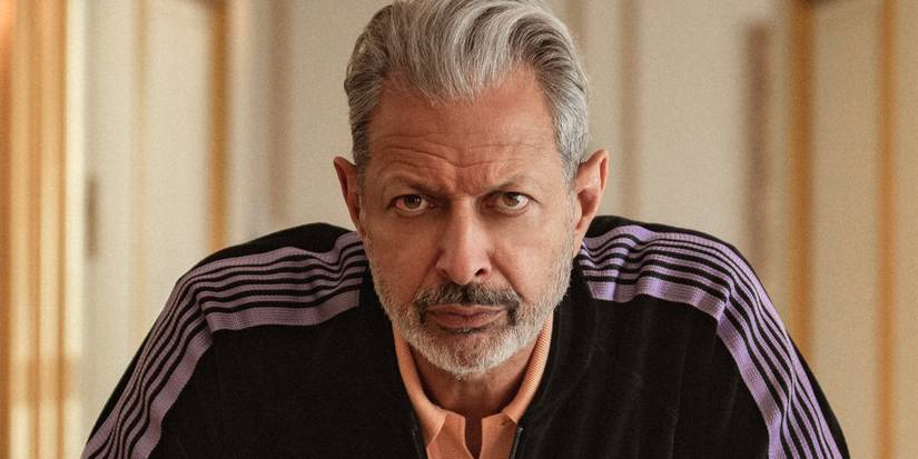 Jeff Goldblum as Zeus in Kaos stares intently