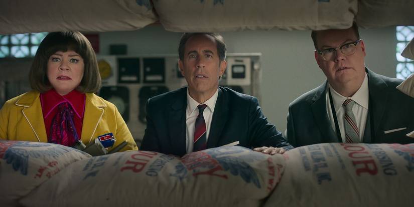 Melissa McCarthy, Jerry Seinfeld, and Jim Gaffigan as Donna, Bob, and Edsel in Unfrosted.