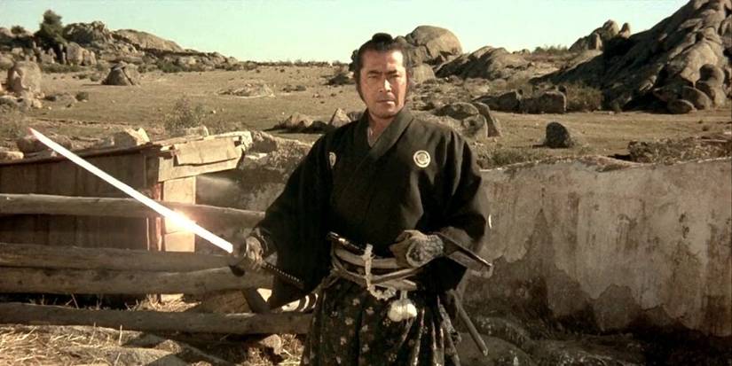 Toshirô Mifune as Kuroda Jubei wielding a katana in Red Sun (1971)