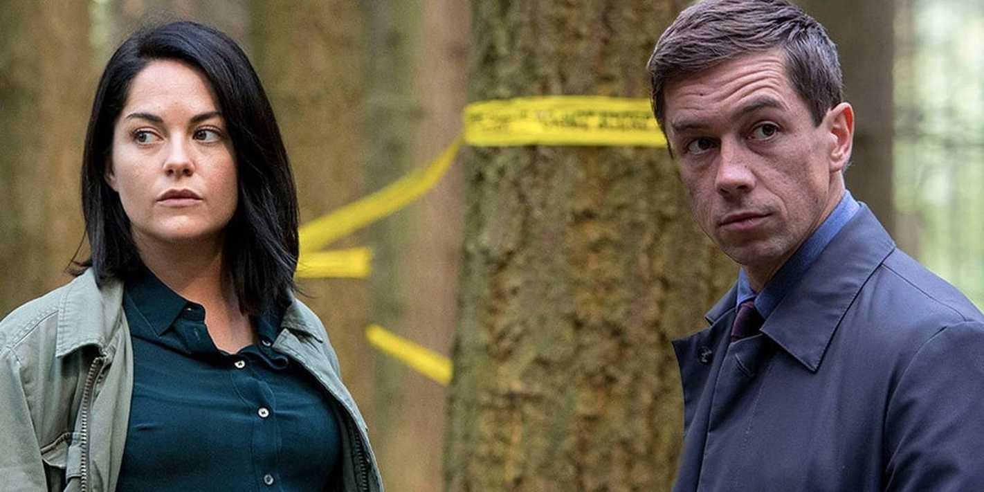 Sarah Greene and Killian Scott in a Dublin Murders Crime Scene