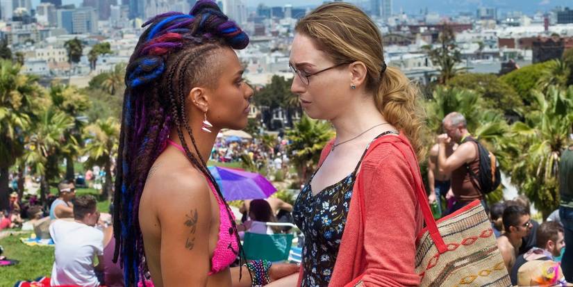 Jamie Clayton and Freeman Agyeman in Sense8