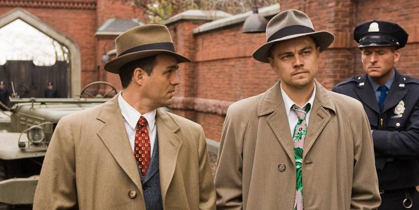 Leonardo DiCaprio and Mark Ruffalo as U.S. Marshals investigating a case in Shutter Island