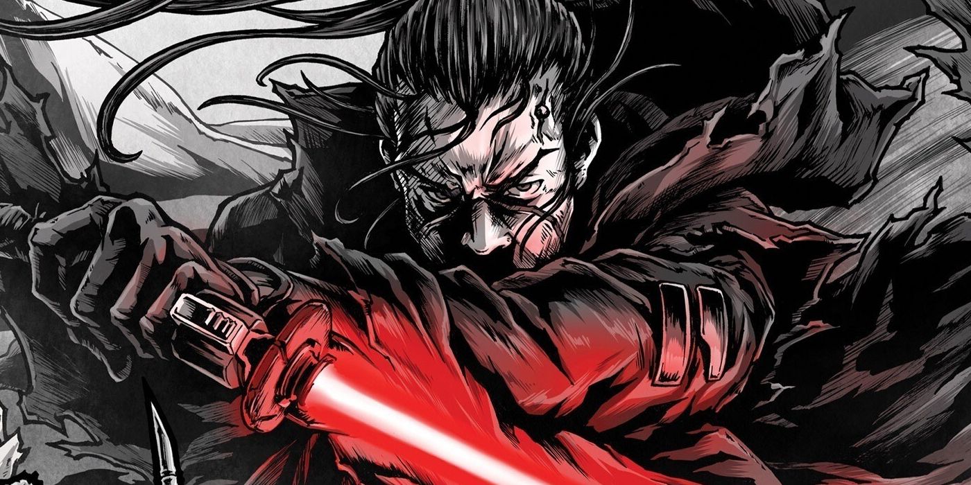 The Ronin with a red lightsaber from the cover of the comic Star Wars: Visions #1