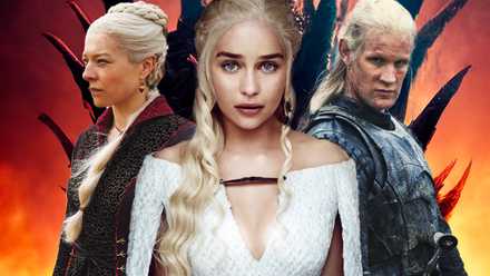 Blended image showing Rhaenyra, Daenerys, and Daemon Targaryen.