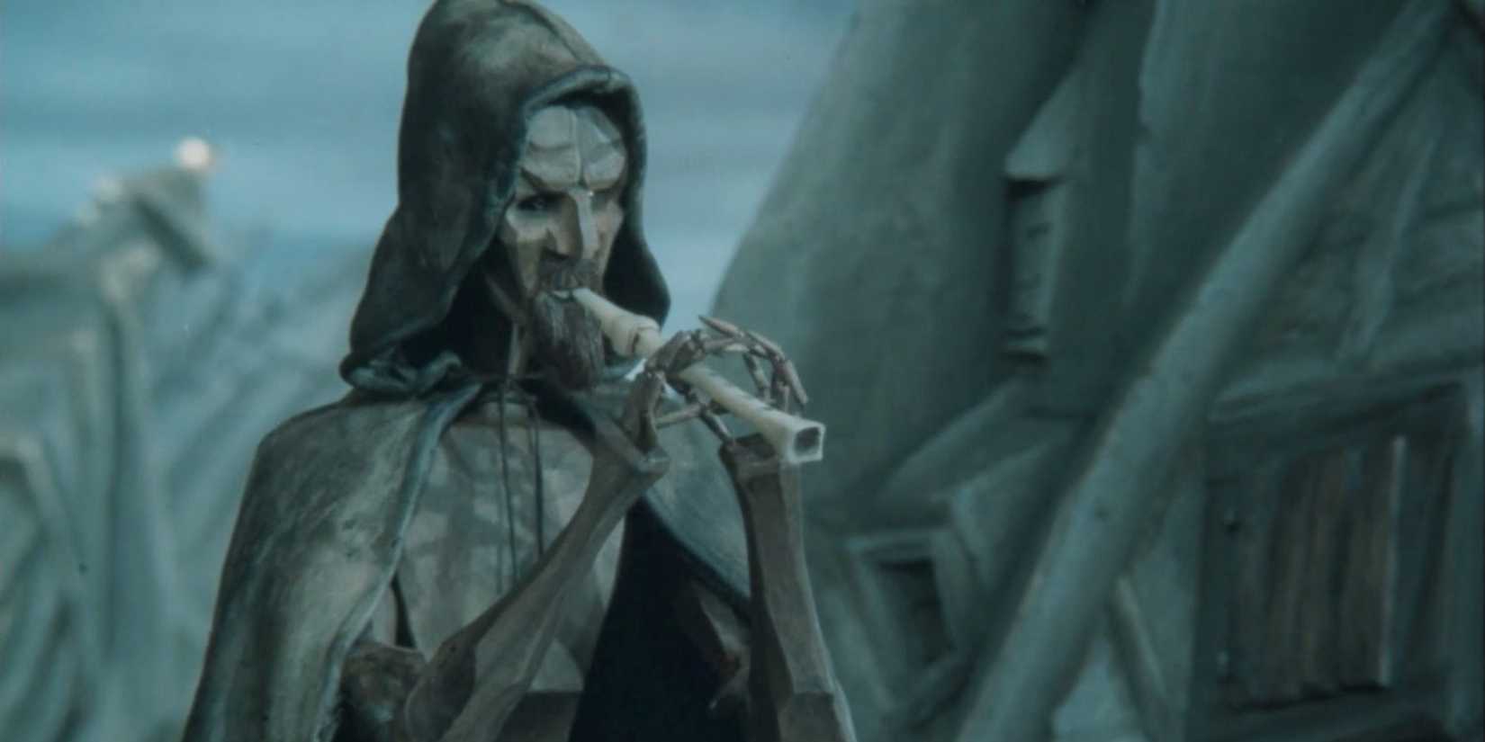 The Pied Piper playing his flute