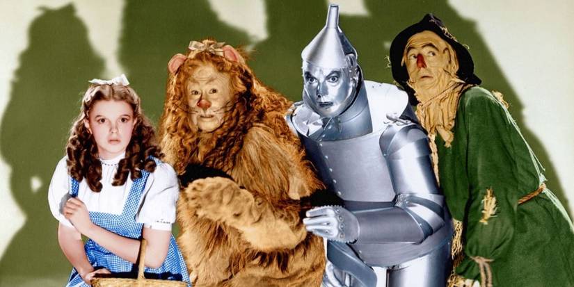 Dorothy, the Cowardly Lion, the Tin Man, and the Scarecrow in The Wizard of Oz