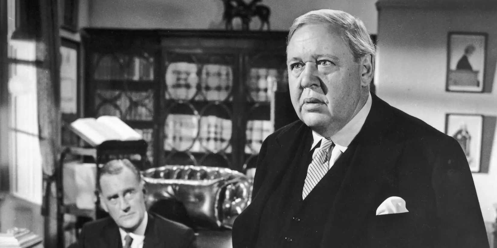 Charles Laughton looking ahead in Witness for the Prosecution