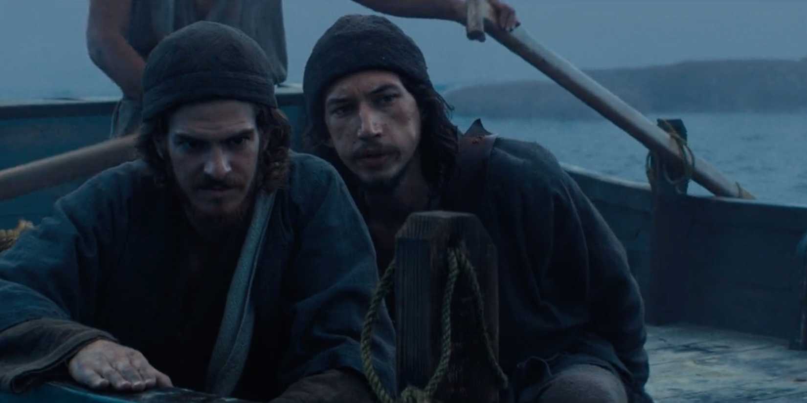 Sebastião Rodrigues (Andrew Garfield)and Francisco Garupe (Adam Driver) enter Japan on a rowboat in Martin Scorsese's Silence
