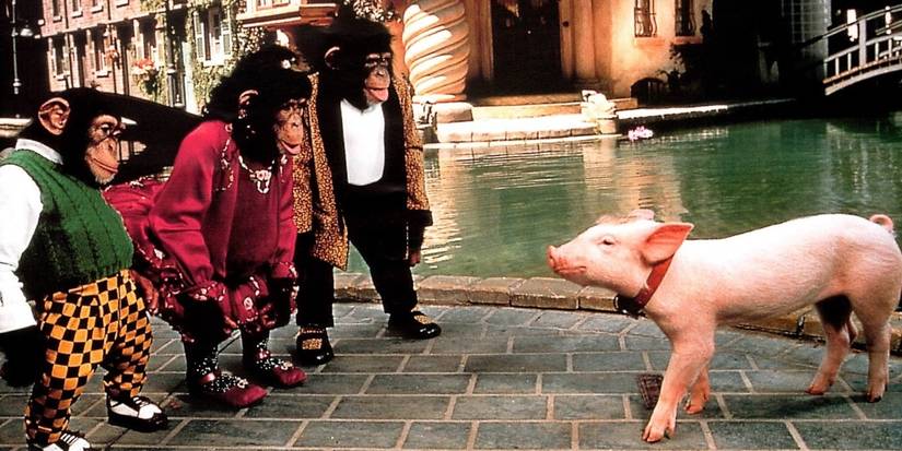 Zootie, Bob, Easy, and Babe standing on the street in Babe: Pig in the City