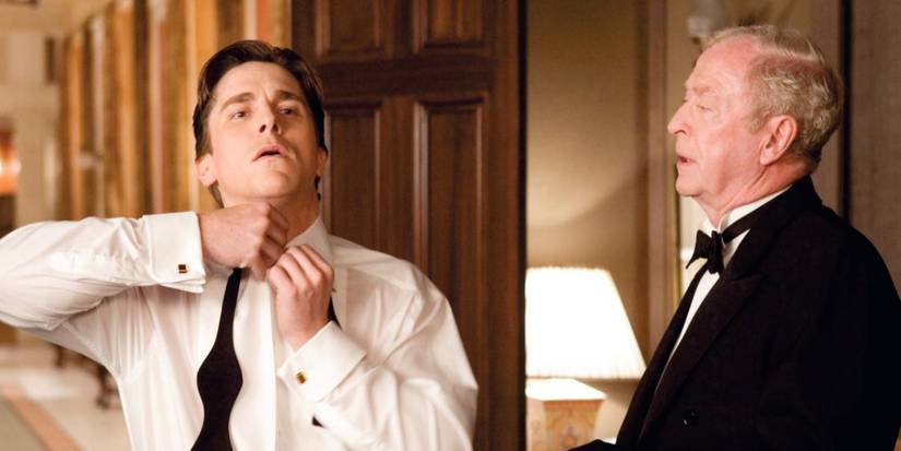 Christian Bale as Bruce Wayne and Michael Caine as Alfred Pennyworth in Batman Begins