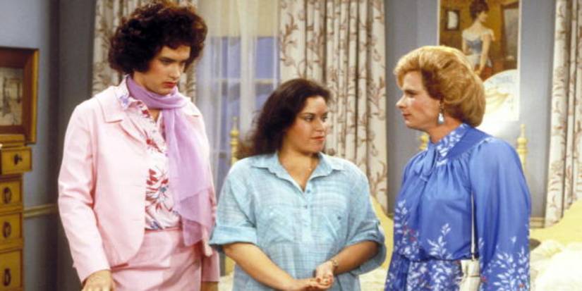 Tom Hanks and Peter Scolari dressed as women in 'Busom Buddies'