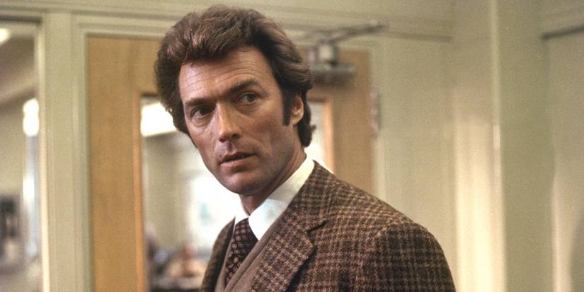 Clint East Wood as Harry Callahan looking at a person offscreen in Dirty Harry, 1971.