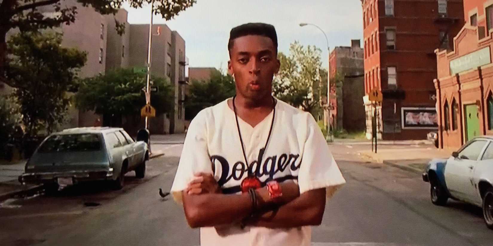 Mookie stands in the street in Spike Lee's 'Do the Right Thing'.