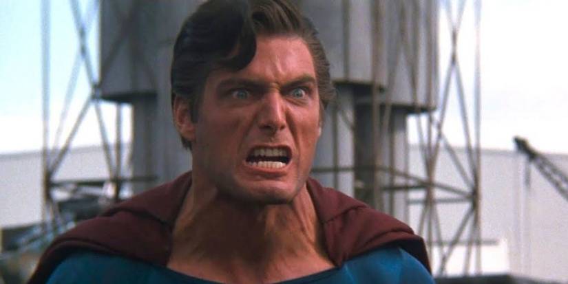 Evil Superman screaming out of anger in Superman III.