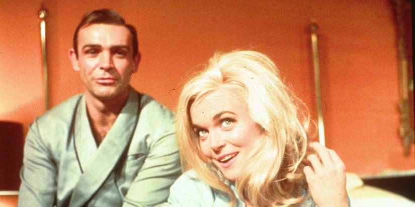 Sean Connery and Shirley Eaton on the set of Goldfinger. 
