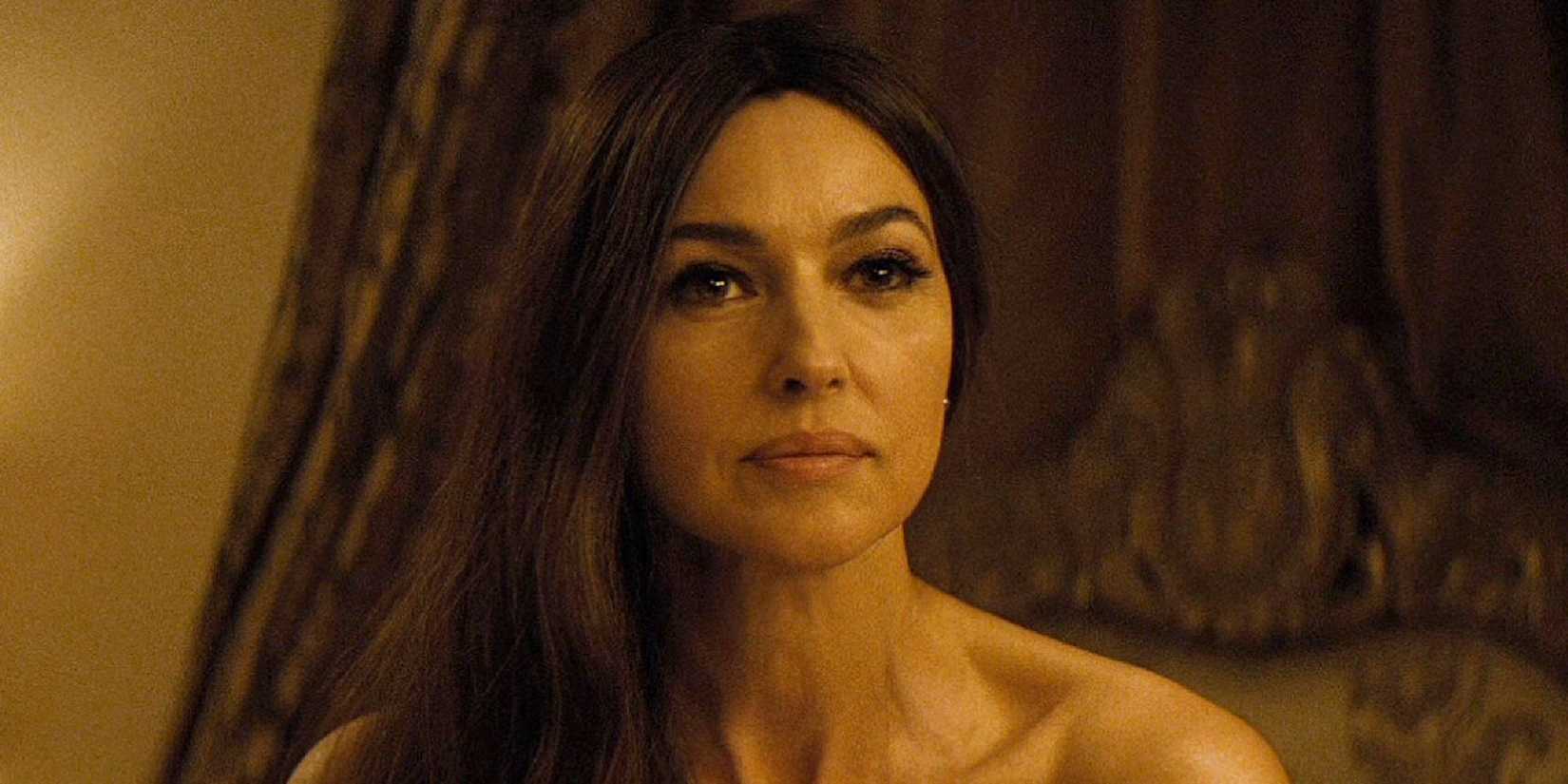 Monica Bellucci in Spectre smiling close-up shot.