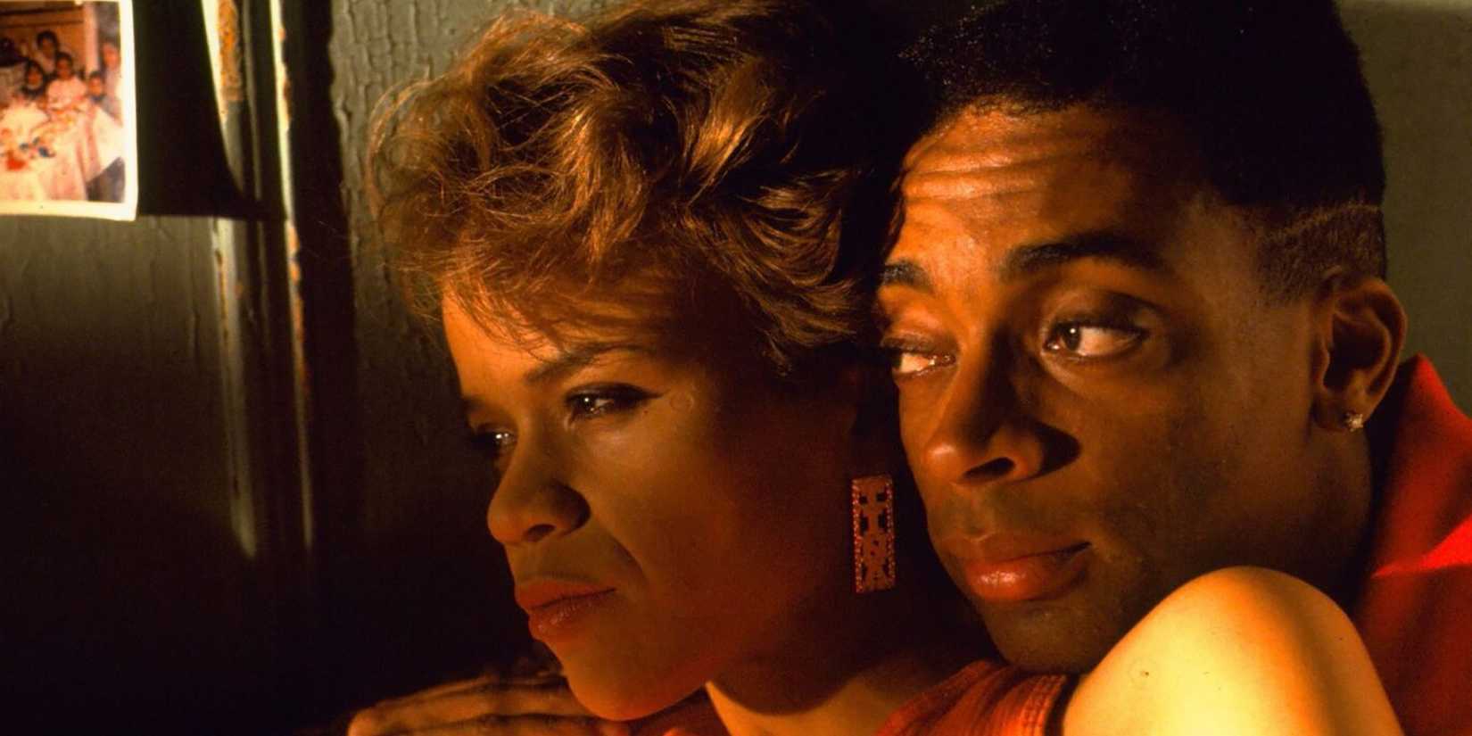 Mookie and Tina embrace in Spike Lee's 'Do the Right Thing'