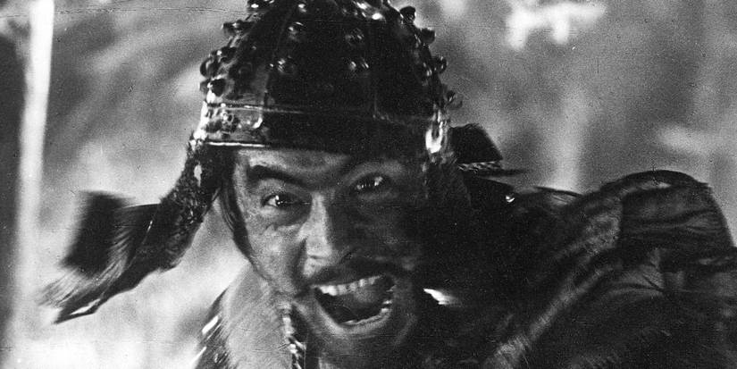 Kikuchyo screaming in rage in Seven Samurai