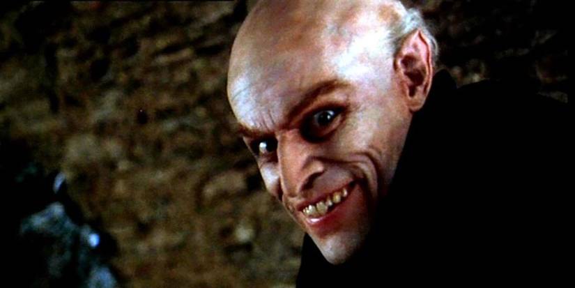Max Schreck as Count Orlok smiling in Shadow of the Vampire.
