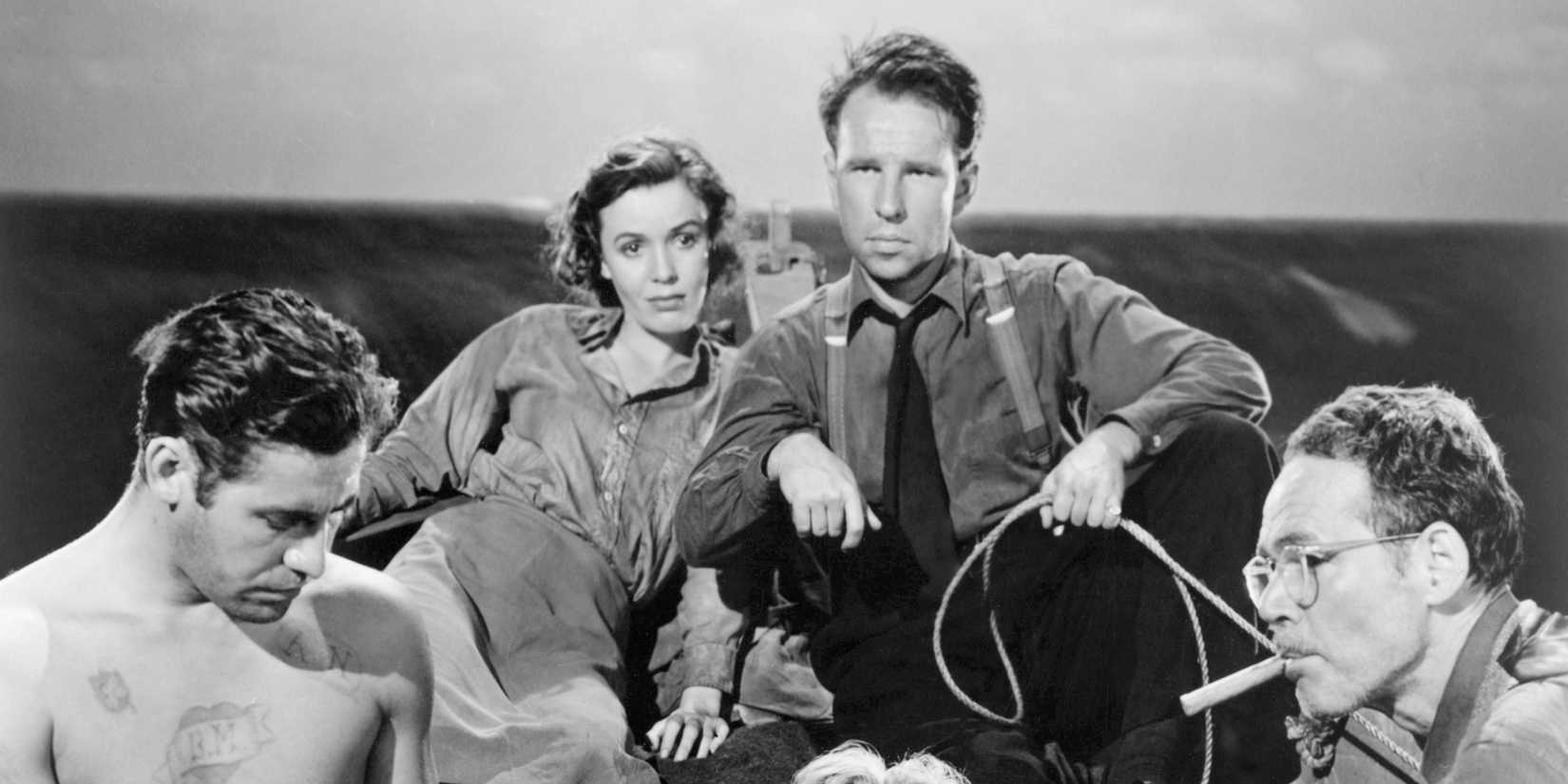 Tallulah Bankhead, Hume Cronyn, Mary Anderson, John Hodiak, and Henry Hull in Lifeboat (1944)