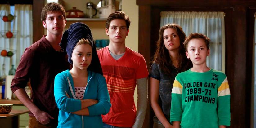 The Foster siblings staring ahead with slightly serious looks in the series The Fosters. 
