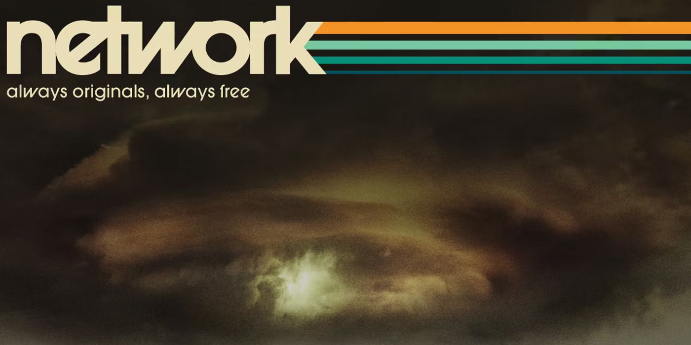 The Network logo over a backdrop of swirling brown clouds 