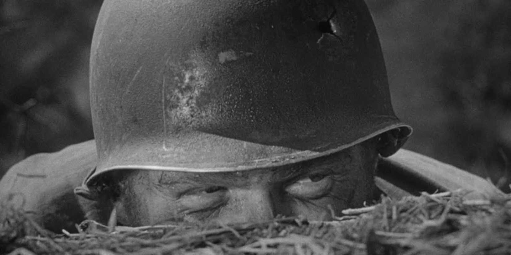 A soldier behind the trenches in The Steel Helmet