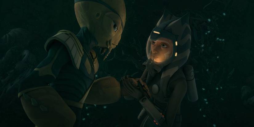 Ahsoka talking to a gungan underwater in Star Wars: The Clone Wars