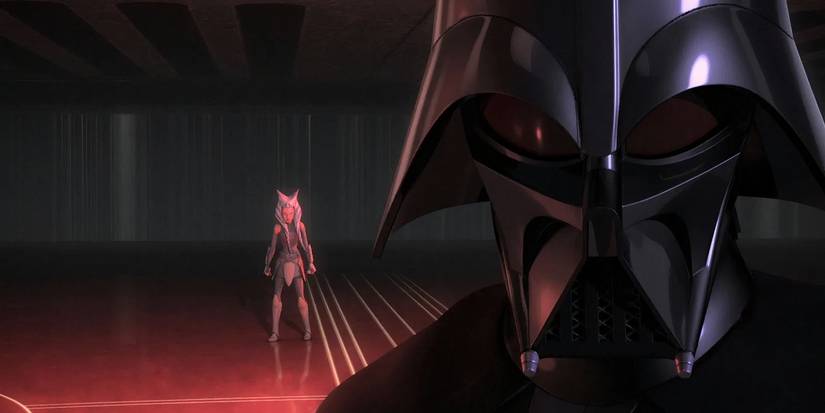 Ahsoka stands behind Darth Vader in Star Wars: Rebels