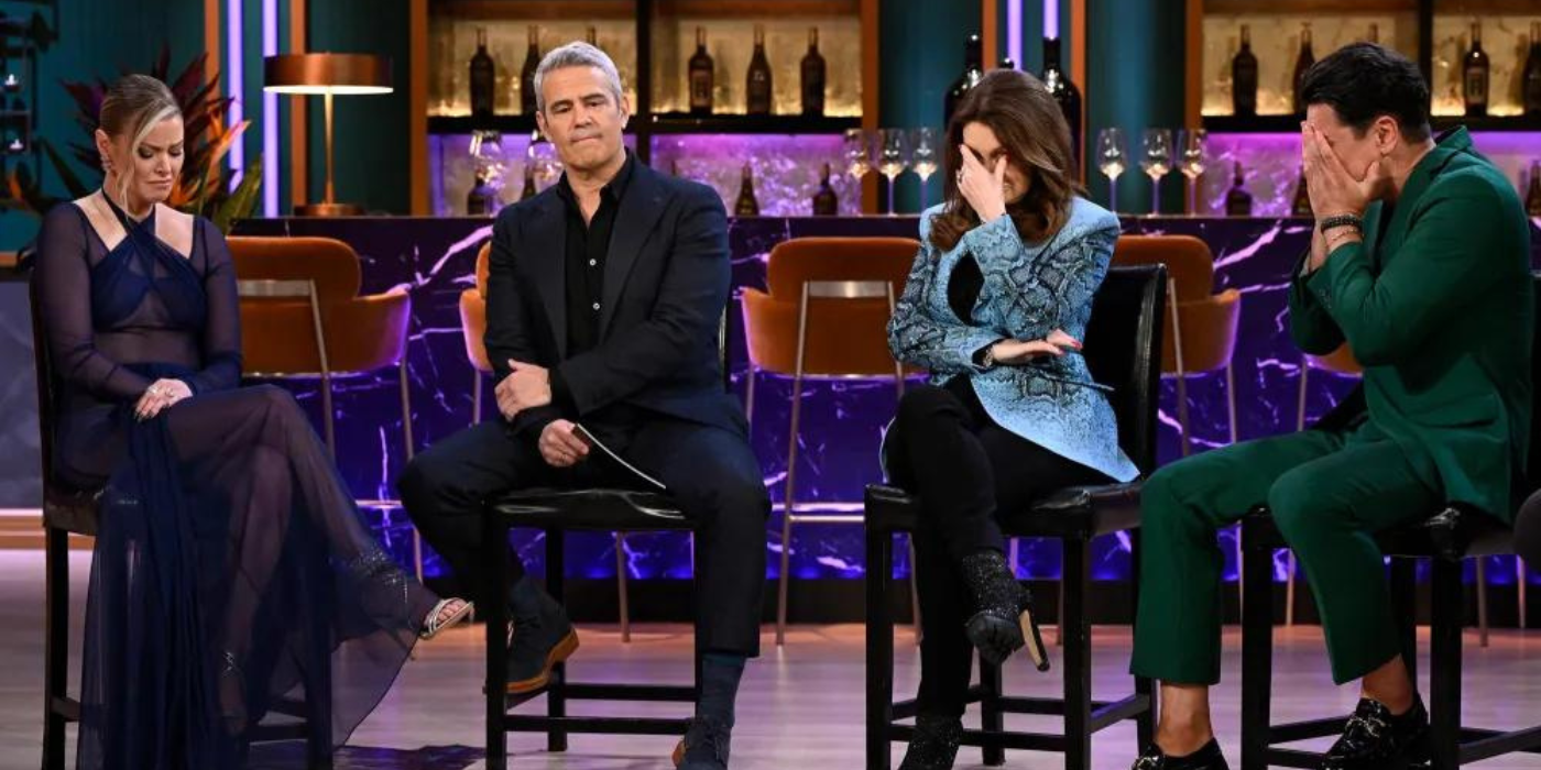 Ariana Madix, Andy Cohen, Lisa Vandeprump and Tom Sandoval during the Season 11 "VPR" Reunion.