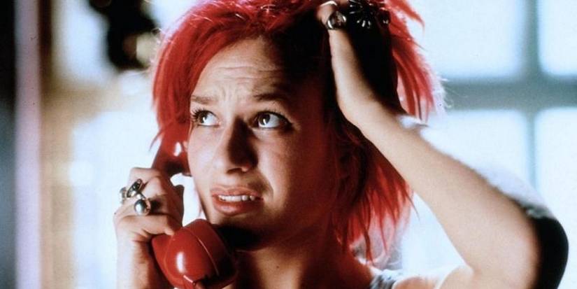 Lola talking on the phone and looking stressed in 'Run Lola Run'