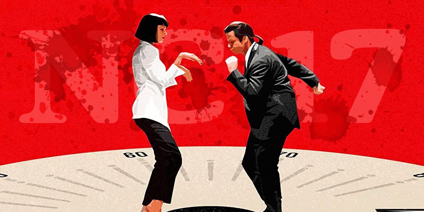 Uma Thurman and John Travolta dancing in Pulp Fiction on a red background