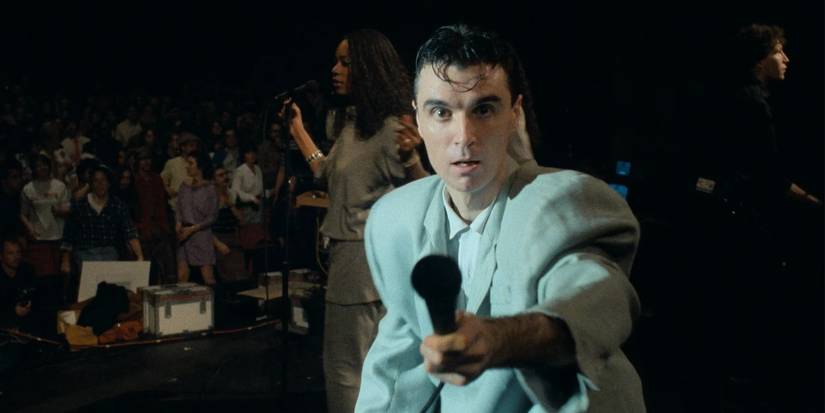 David Byrne wearing the big suit in Stop Making Sense