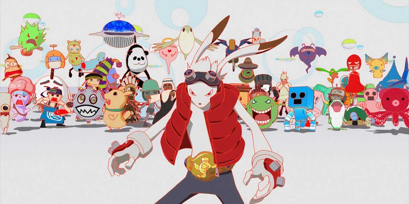 Virtual avatar King Kazma in front of a group of other avatars in 'Summer Wars' (2009)