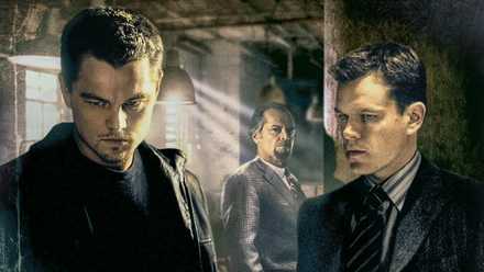 Poster for The Departed showing Leonardo DiCaprio, Jack Nicholson, and Matt Damon