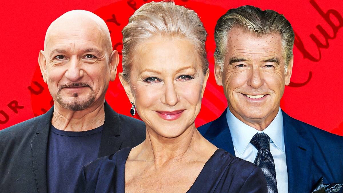 The cast of The Thursday Murder Club, including Helen Mirren, Pierce Brosnan, Ben Kingsley