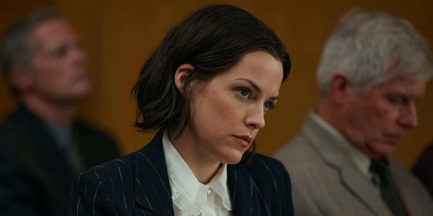 Riley Keough sitting in court in the Under the Bridge finale