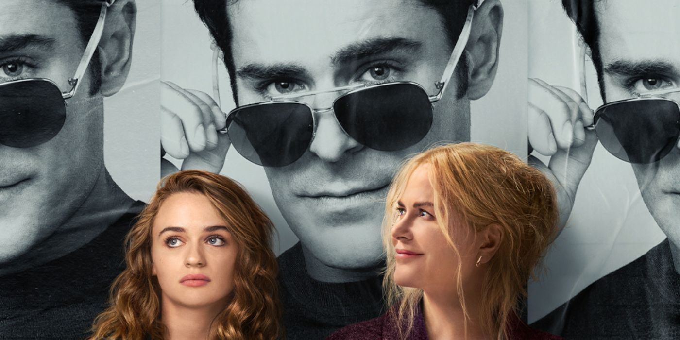 Joey King and Nicole Kidman leaning on a poster of Zac Efron on the poster for A Family Affair.