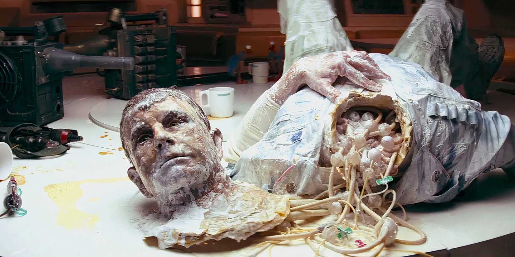 Pelni (Ians Holms) tiek dekapitēts pēc tam, kad viņš tiek atklāts kā Android filmā “Alien” (1979)