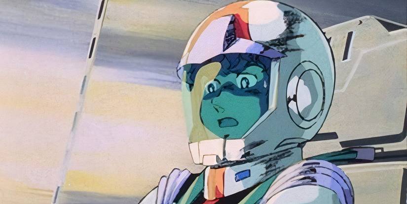 Amuro looking surprised as he pilots in Mobile Suit Gundam III: Encounters in Space