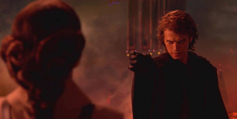 Anakin Skywalker force choking Padme in Revenge of the Sith