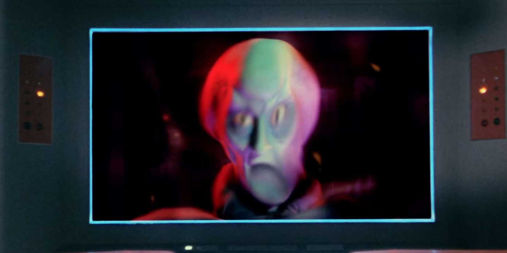 A strange alien's face in the Star Trek Original Series episode "The Corbomite Maneuver"