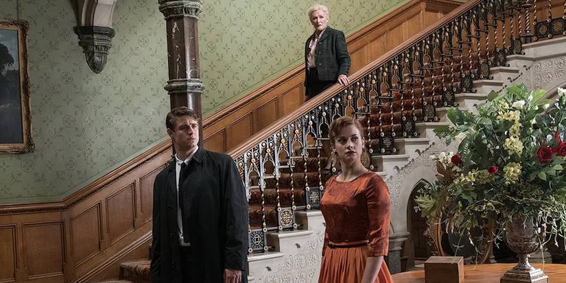Stefanie Martini, Glenn Close, and Max Irons in Crooked House